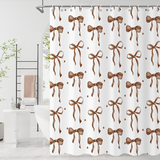 Brown Bow Shower Curtain by Caheansi