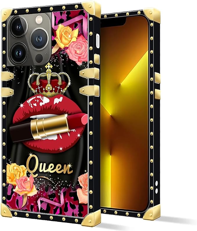 Compatible with iPhone 13 Pro Max Case, Queen Lip Crown Leopard Print Luxury - Image 2