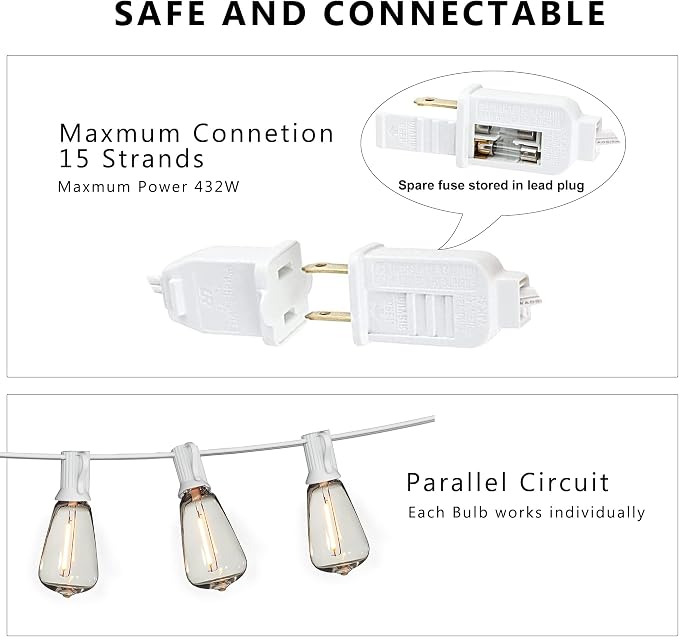 DAMAING LED Outdoor String Lights 100FT Patio Lights - Image 4