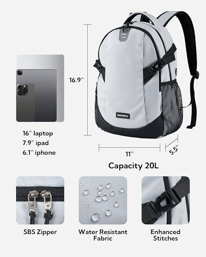 WATERFLY Small Casual Travel Backpack: 20L - Image 2