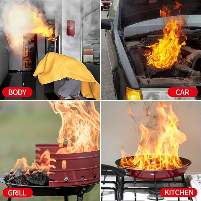 2 Pack Fire Blankets Emergency for Home, 40” x 40” Silicone-Coated Fiberglass - Image 3