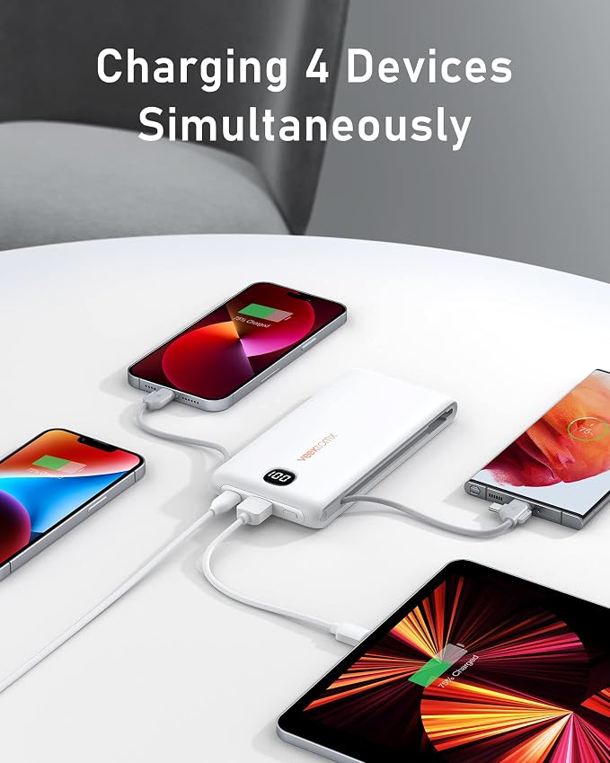 VEEKTOMX Portable Charger with Built in Cables 10000mAh, Power Bank - Image 5