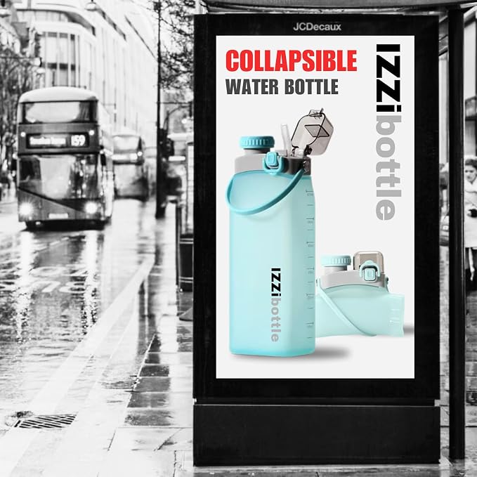 IZZI bottle Collapsible Lightweight Silicone Water Bottle | BPA Free, - Image 5