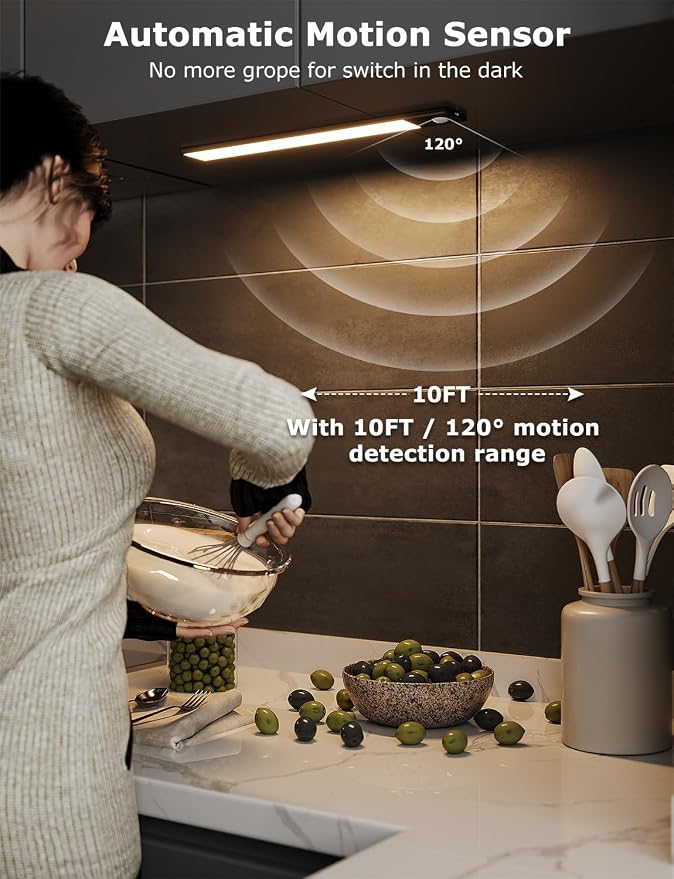 12" Ultra-Thin Under Cabinet Lighting Wireless, Aluminum Alloy Under Counter - Image 8