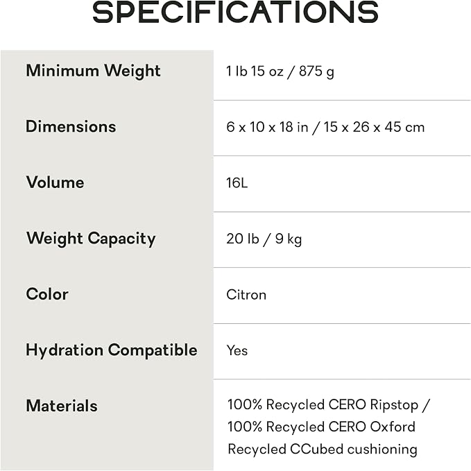 Nemo Equipment Resolve Endless Promise Technical Active Daypack - 15L - Citron - Image 5