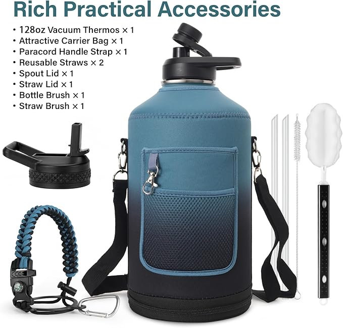 DYSANKY 1 Gallon Insulated Water Bottle | Upgraded Thickened Stainless Steel - Image 2