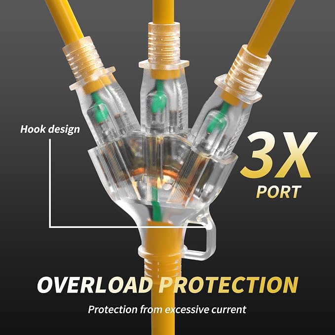PlugSaf 3 FT 12/3 Gauge Outdoor Extension Cord - Image 8