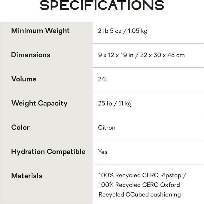 Nemo Equipment Resolve Endless Promise Technical Active Daypack - 25L - Citron - Image 5
