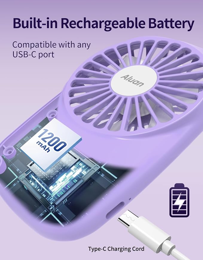 Aluan Handheld Mini Fan Powerful Small Personal Portable Speed Adjustable USB - Image 3