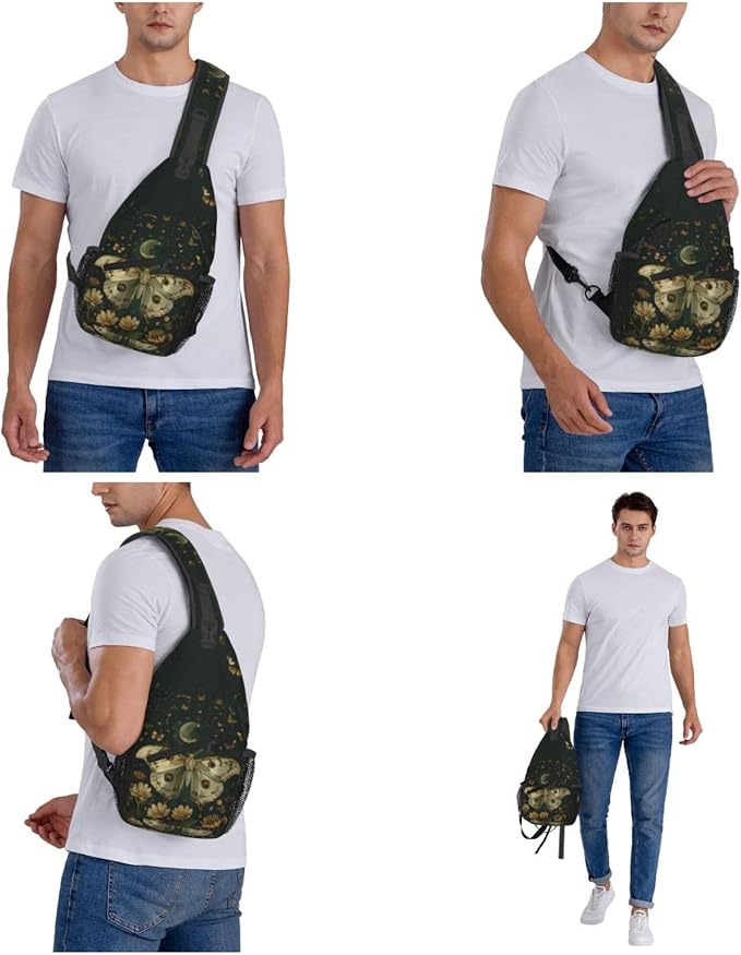 FyLybois Moth Sling Bag for Women Lightweight Crossbody Backpack Casual Daypack - Image 7