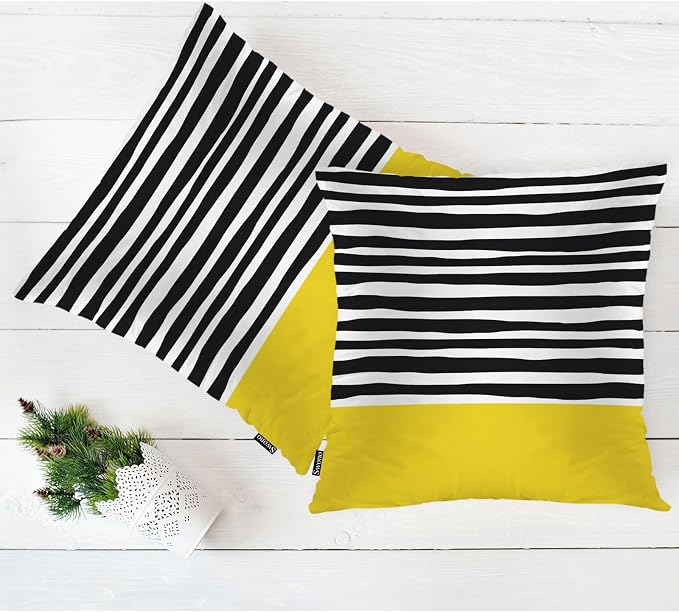 Swono Abstract Black Yellow Home Decorative Throw Pillows Covers 18"X18" Set of - Image 5