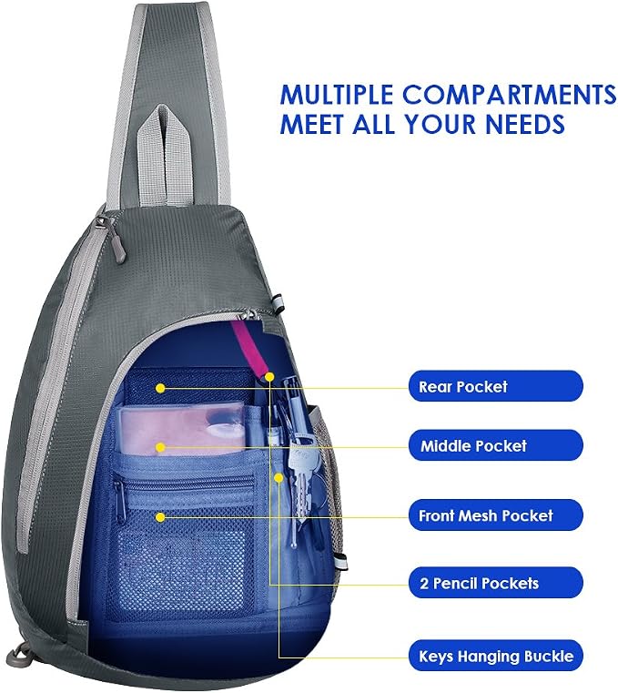 WATERFLY Crossbody Sling Bag Small Water Resistant Backpack Lightweight - Image 2