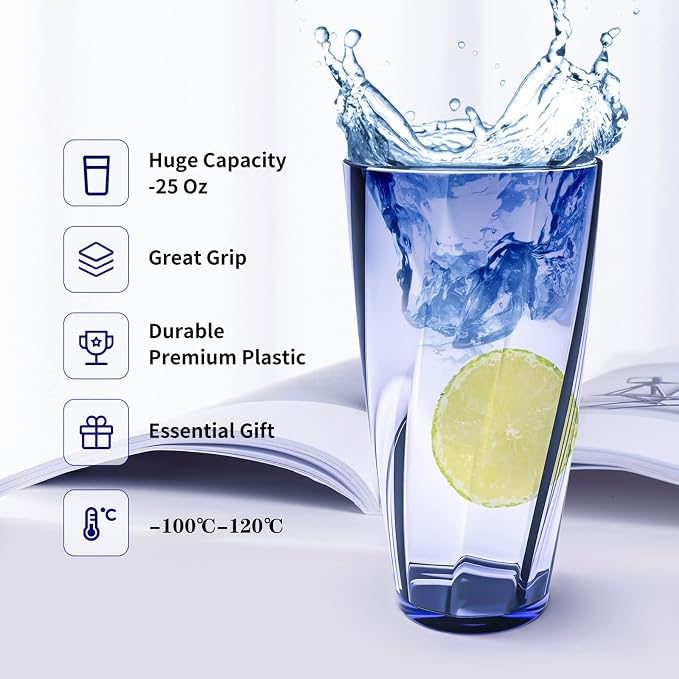Unbreakable Plastic Cups Plastic Highball Drinking Glasses Tumbler, Large Water - Image 3