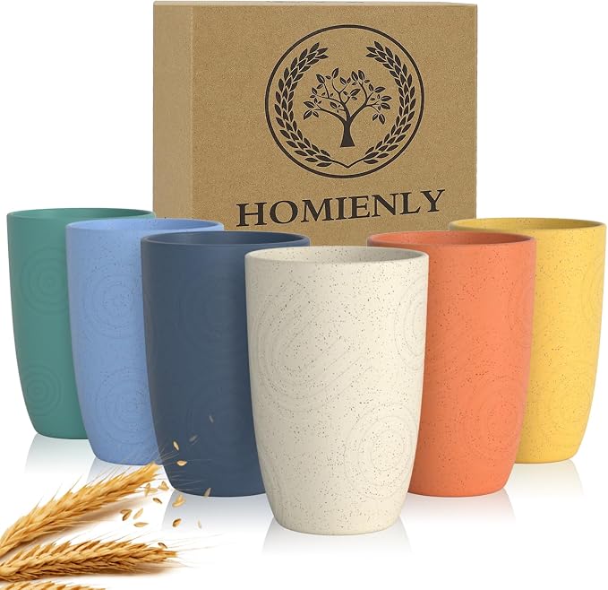 Homienly Plastic Cups Alternatives Unbreakable Drinking Glasses Wheat Straw Cup by HOMIENLY