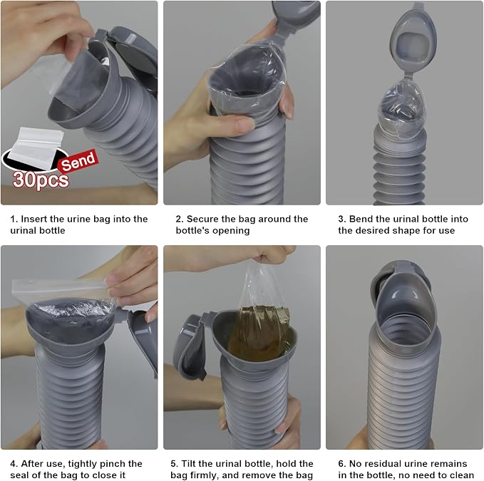 Pee Bottles for Men, Portable Urinal for Men, Collapsible Urine Bottle 750ML - Image 7