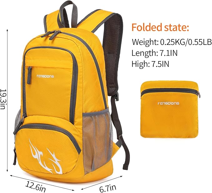 FENGDONG 35L Lightweight Foldable Waterproof Packable Travel Small Hiking - Image 2