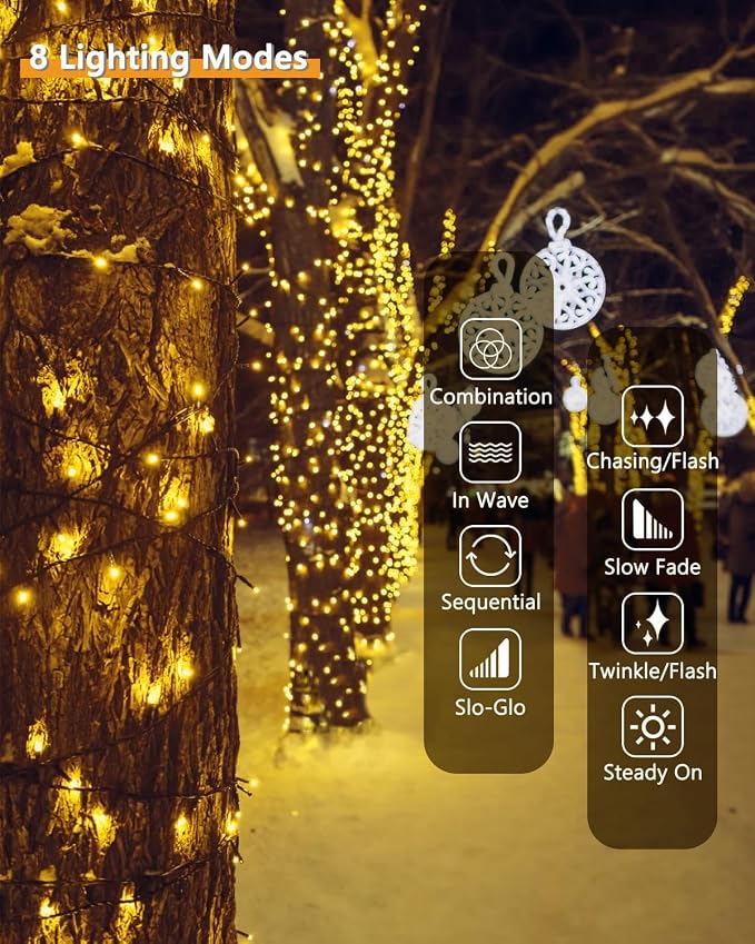 Upgrade 2Pack 500LED Solar String Lights Outdoor Waterproof, 180FT Solar Lights - Image 8