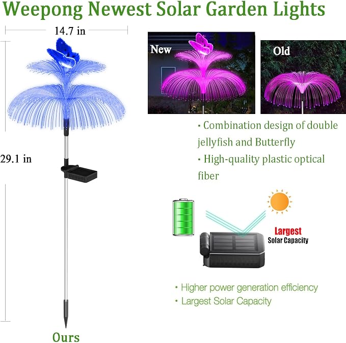 Weepong Solar Garden Lights Waterproof 3 Pack Solar Lights Outdoor Decorative 7 - Image 6