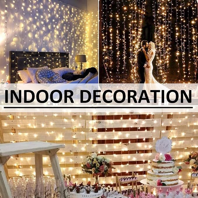 Solhice LED Curtain Lights Outdoor 12ft x10ft, 360 LED Plug in Hanging String - Image 5