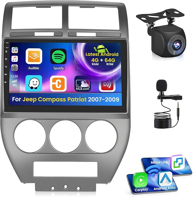Inefala 4+64G Radio for Jeep Compass Patriot 2007 2008 2009 Android 15 CarPlay by INEFALA
