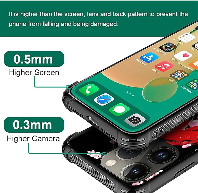for iPhone 13 Pro Case, Sakura Japanese Samurai Pattern Graphic Design Girl Boy - Image 2