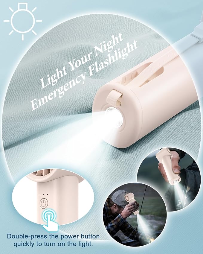 Portable Handheld Fan with Power Bank, 3 IN 1 USB Rechargeable Mini Personal - Image 4