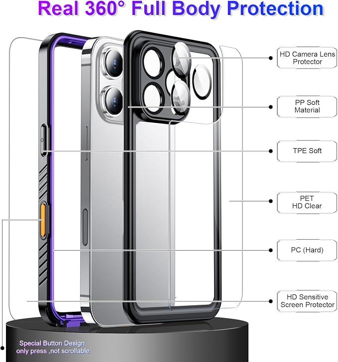 Temdan Compatible with iPhone 16 Pro Case Waterproof, Built-in Screen & Camera - Image 4