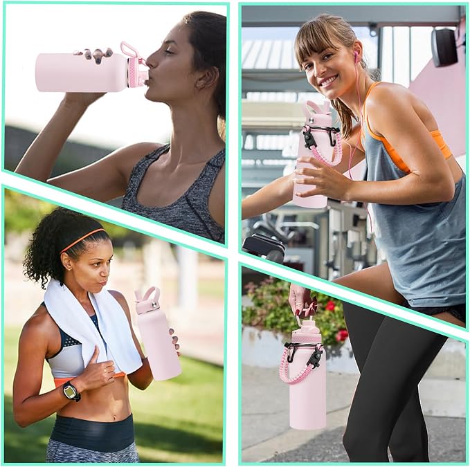 32 OZ Water Bottles with Straw, Storage Carrier Bag, Paracord Handle & Chug Lid - Image 7