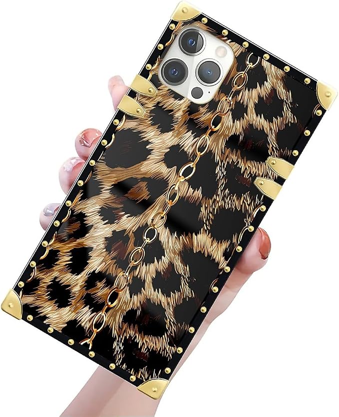Compatible with iPhone 12 Pro Max Case, Seamless Gold Chain Leopard Luxury - Image 3