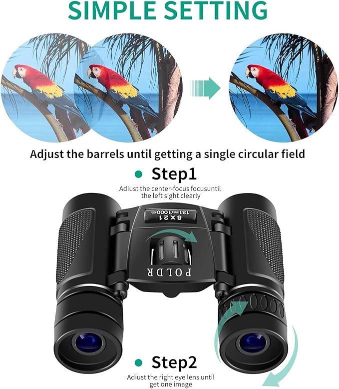 POLDR 8x21 Small Compact Lightweight Binoculars - Image 4