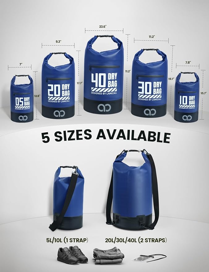 Lamicall Small Dry Bag, Waterproof Bag - 5L/10L/20L/30L/40L Water Proof Bag - Image 2