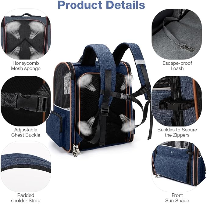 Lekebobor Extra Large Cat Backpack Carrier Expandable Pet Carrier Backpack - Image 5
