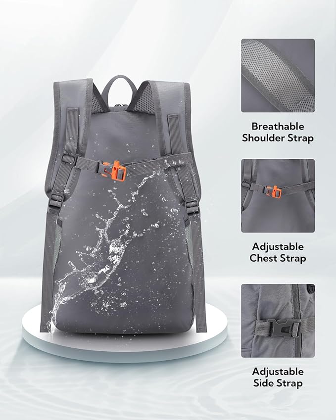 WATERFLY Hiking Packable Daypack Backpack: 25L Ultra Lightweight Day Pack - Image 4