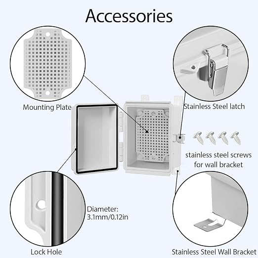 LeMotech Electrical Box, IP67 Waterproof Hinged Cover Stainless Steel Latch - Image 4