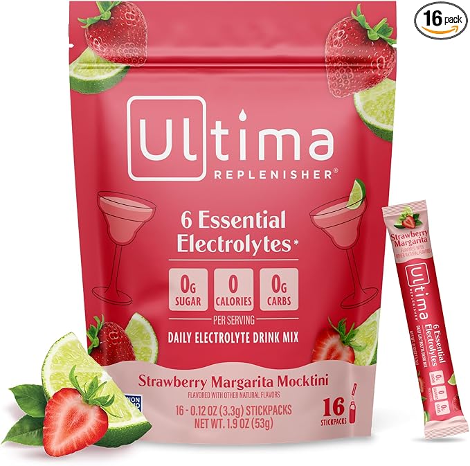 Ultima Replenisher Daily Electrolyte Powder – Strawberry Margarita, 16 by UltimaReplenisher