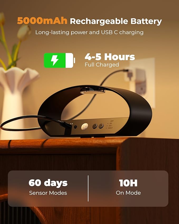 Motion Sensor Wall Light, 5000mAh Rechargeable Battery Operated Motion Sensor - Image 4