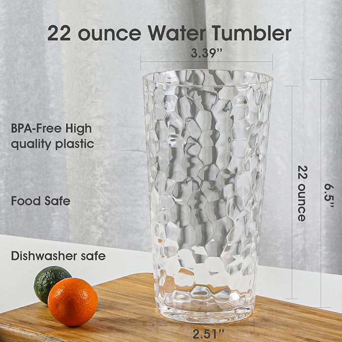 BPA-Free Plastic Tumblers 8 Pack | Reusable Dishwasher Safe | Stackable - Image 2