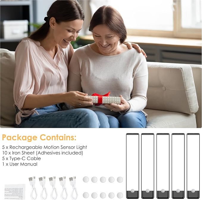 5-Pack Motion Sensor Under Cabinet Light, 3 Color Temperature Dimmable - Image 5