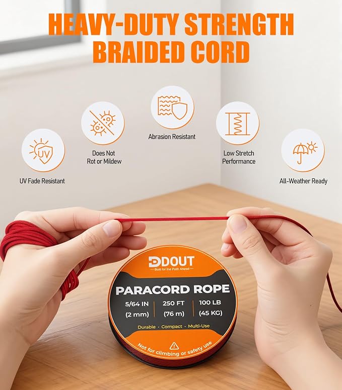 DDOUT 2mm Paracord 100lb, Thin Micro Paracord Rope, DIY Projects, Camping & - Image 3