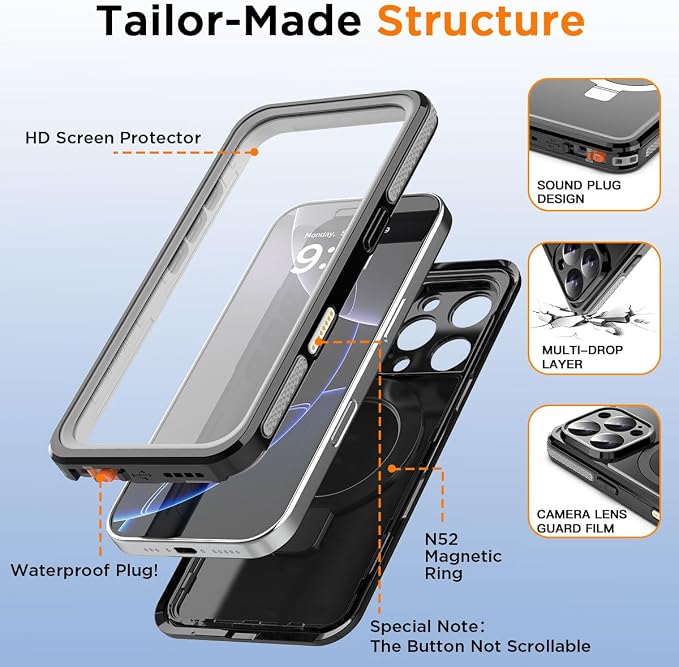 AICase Magnetic for iPhone 16 Pro Max Case Waterproof Magsafe Shockproof - Image 6