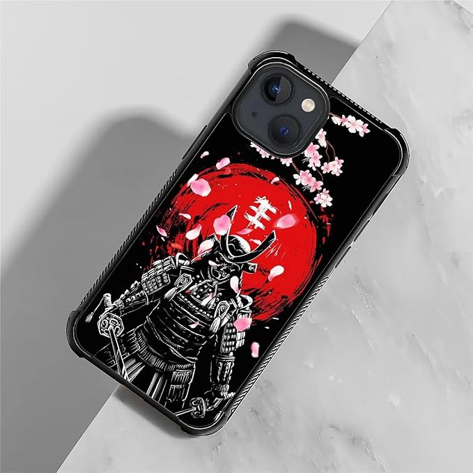 for iPhone 15 Case, Sakura Japanese Samurai Pattern Graphic Design Girl Boy - Image 3
