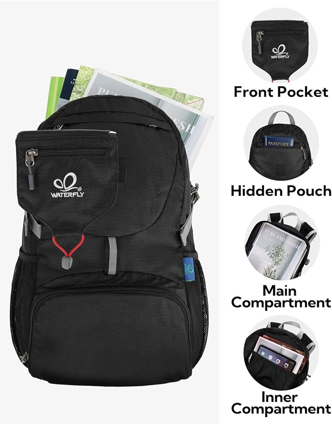 WATERFLY Small Lightweight Packable Backpack: 20l Ultra Light Foldable Travel - Image 4