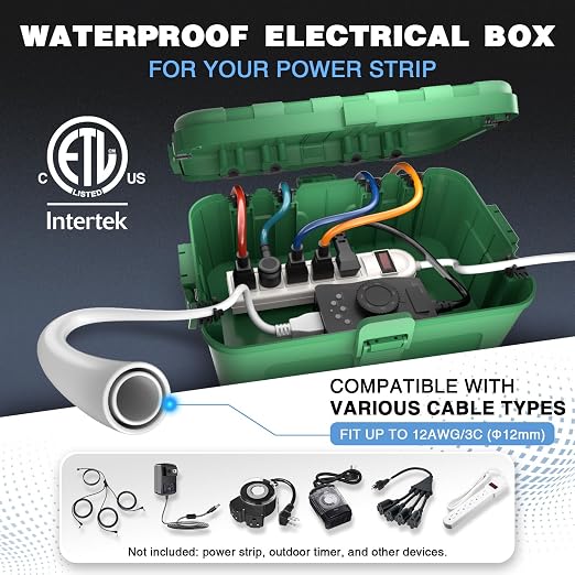 Flemoon IP54 Waterproof Electrical Box, Outdoor Plug Cover Weatherproof - Image 2