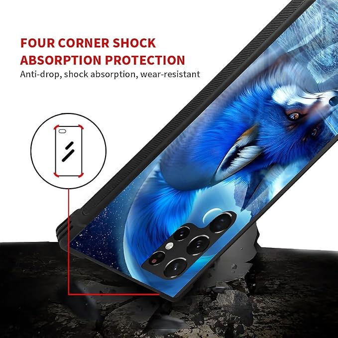 for Samsung Galaxy S22 Ultra Case, Snowy Mountain Fox Lake Pattern Graphic - Image 4