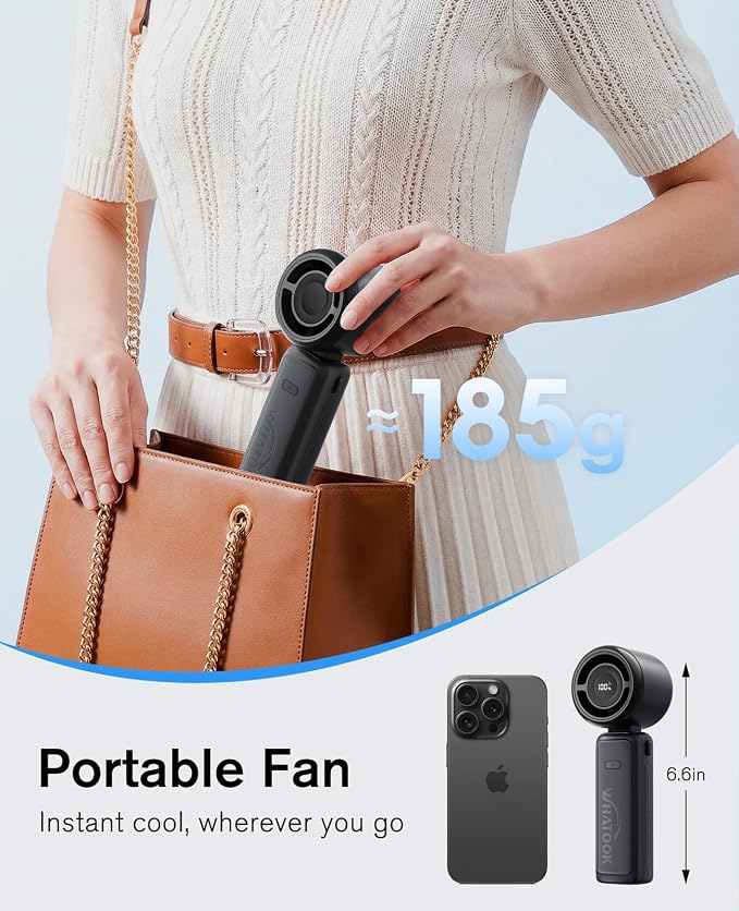 WHATOOK Portable Personal Handheld Fan: High Speed Cooling Fan, 12 Hours - Image 5
