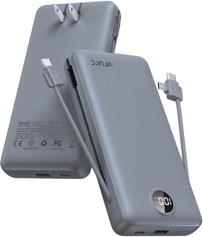 Portable Charger Power Bank 20000mAh, VRURC 22.5W Fast Charging Power Bank by Home