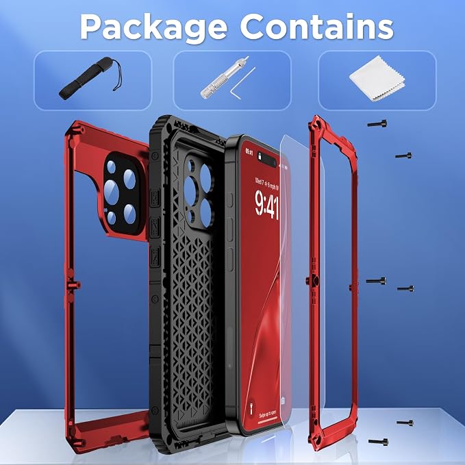 Mitywah Waterproof Case for iPhone 16 Pro Max, Heavy Duty Metal Cover - Image 8