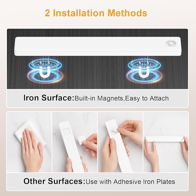 Under Cabinet Lighting, USB Rechargeable Motion Sensor Light Indoor, Battery - Image 8