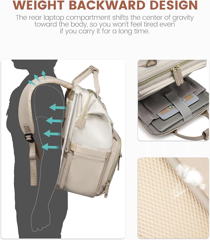 LOVEVOOK Laptop Backpack for Women, 15.6'' Waterproof Nurse Bag Teacher Work - Image 5