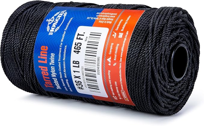 HONGDA Tarred Bank Line Twine, 465 Feet Nylon Twine #36 Bank Line-Black Nylon - Image 7